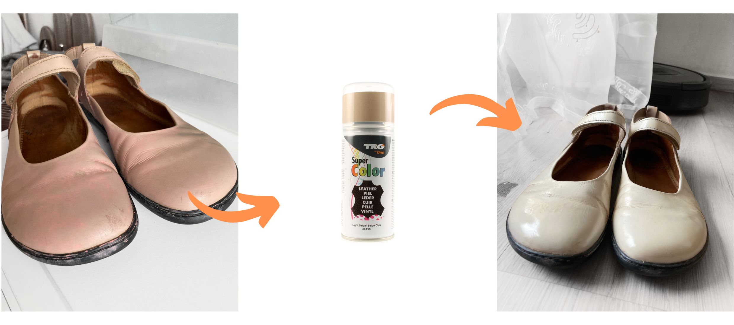 Béžová barva ve spreji na kožené balerínky Super Color 354 Light Beige